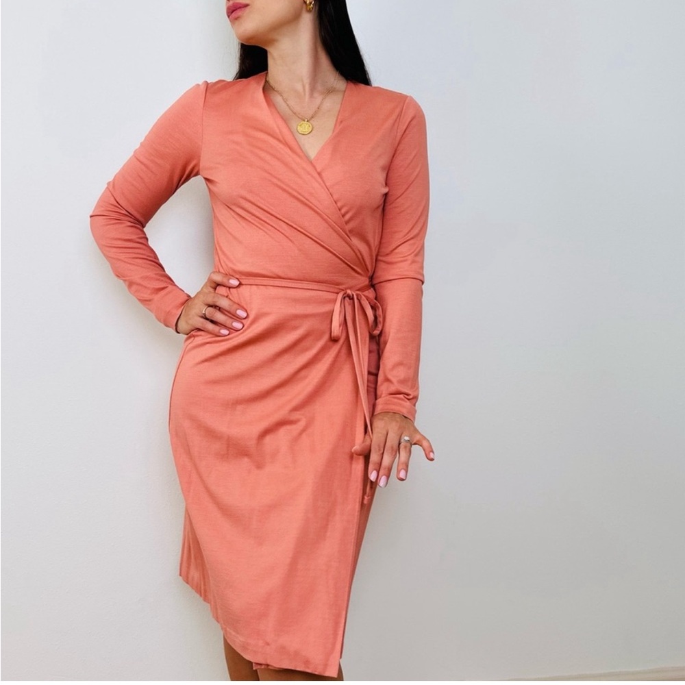 NWT Diane Von Furstenberg Terra Cotta Silk Blend Wrap Dress